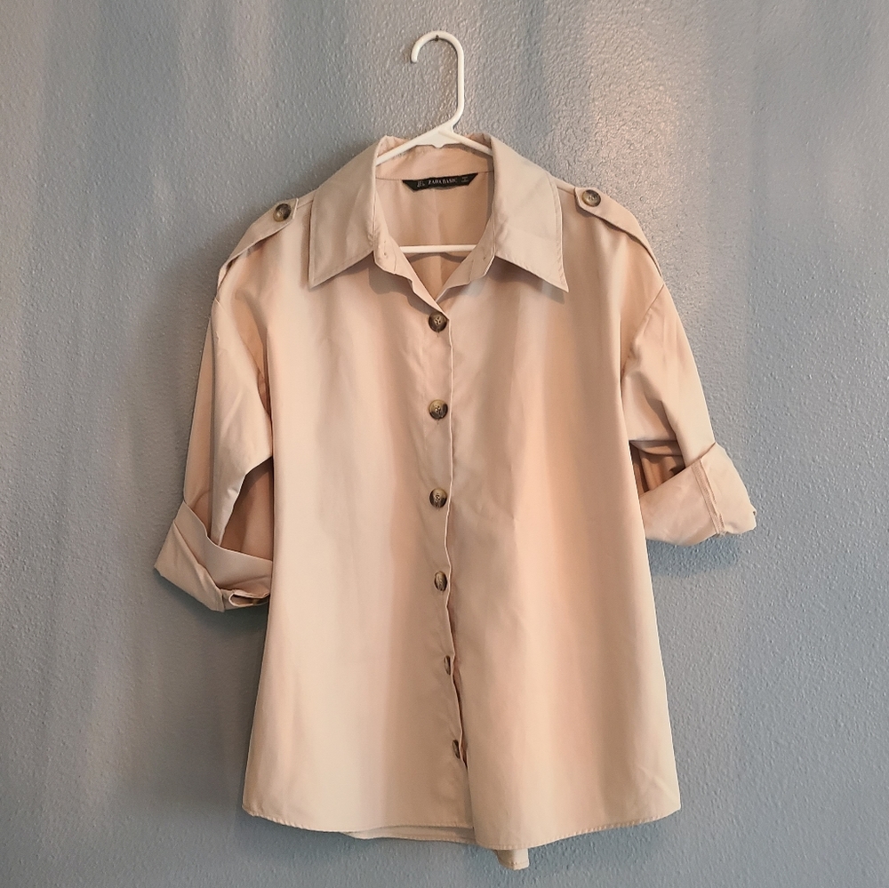 Zara Beige Button- down